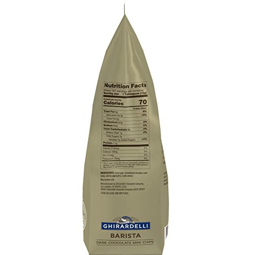 Ghirardelli Dark Chocolate Barista Mini Chip, 5lb Bag with Ghira...
