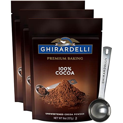 Ghirardelli Unsweetened Cocoa Powder Pouch 8 Ounce Pack of 3 w...