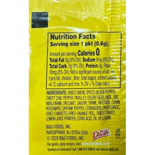 Mrs Dash Original Blend Seasoning Blend, Salt Free, No MSG.02 Oz...