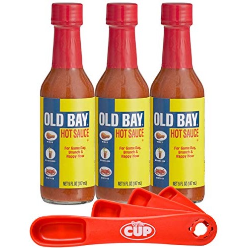 Old Bay Hot Sauce, 5 Oz Bottle Pack Of 3 With By The Cup Swive