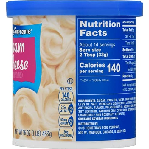 Pillsbury Creamy Supreme Cream Cheese Frosting, 16 oz Can with B...