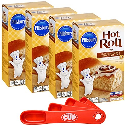 Pillsbury Hot Roll Mix, 16-Ounce Box Pack of 4 with By The Cup...