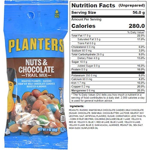 Planters Peanuts Trail Mix Individual Packs Variety, 24 - 2 Ounc