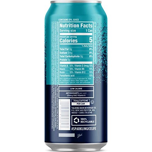 Sparkling Ice +Caffeine 16 Ounce, 4 Flavor Variety Pack Of 12 Ca