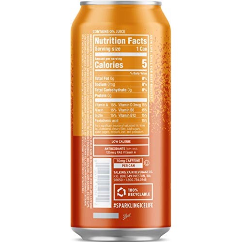 Sparkling Ice +Caffeine 16 Ounce, 4 Flavor Variety Pack Of 12 Ca