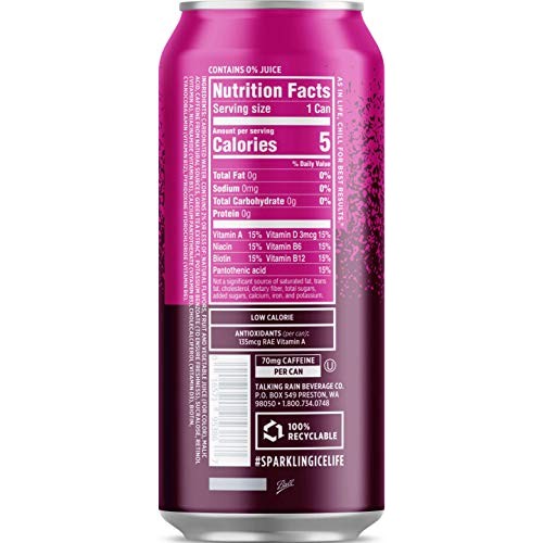 Sparkling Ice +Caffeine 16 Ounce, 4 Flavor Variety Pack Of 12 Ca