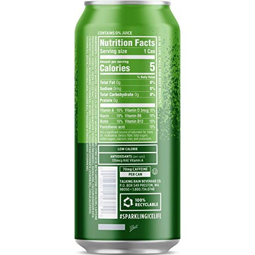 Sparkling Ice +Caffeine 16 Ounce, 4 Flavor Variety Pack Of 12 Ca