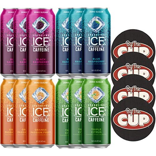 Sparkling Ice +Caffeine 16 Ounce, 4 Flavor Variety Pack Of 12 Ca