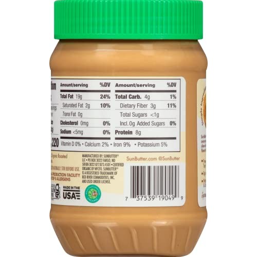 SunButter Creamy Organic Sunflower Seed Butter, 16 Ounce Plastic...