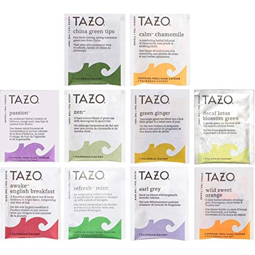 Tazo Tea Bags Sampler 40 Count Variety Gift Box, 10 Different Fl