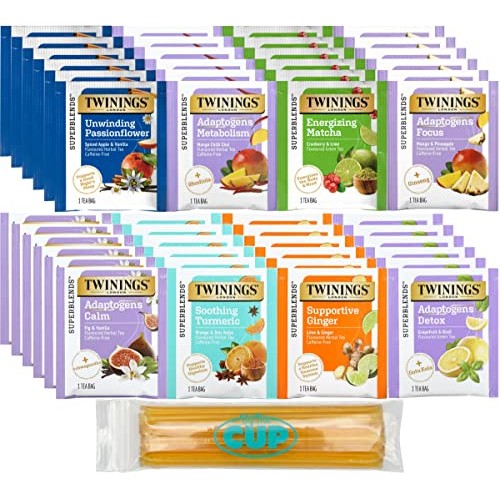 Twinings Wellness Hot Tea Variety Pack 48 Count, 8 Flavors With