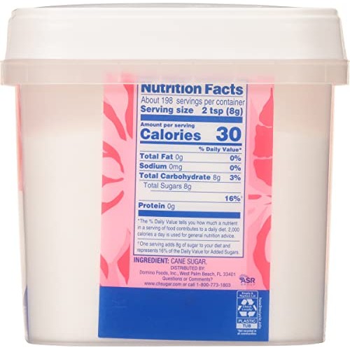 C&H Premium Pure Cane Granulated Sugar, 3.5 LB Easy Baking Tub ...