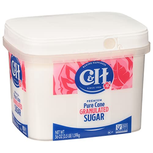 C&H Premium Pure Cane Granulated Sugar, 3.5 LB Easy Baking Tub ...
