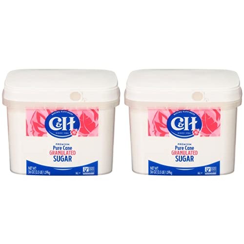 C&H Premium Pure Cane Granulated Sugar, 3.5 LB Easy Baking Tub ...