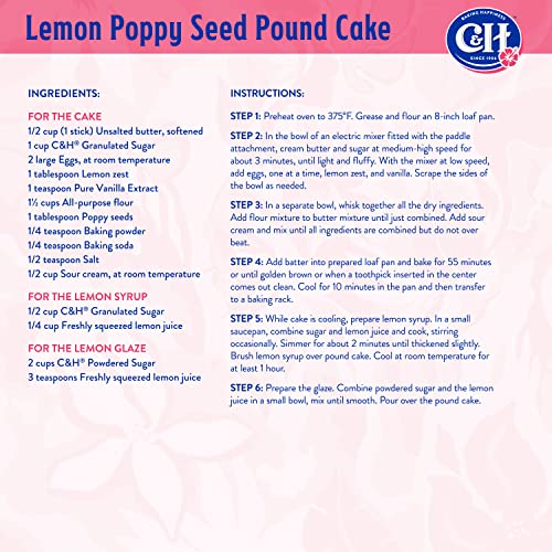 C&H Premium Pure Cane Granulated Sugar, 4 LB Bag Pack of 2