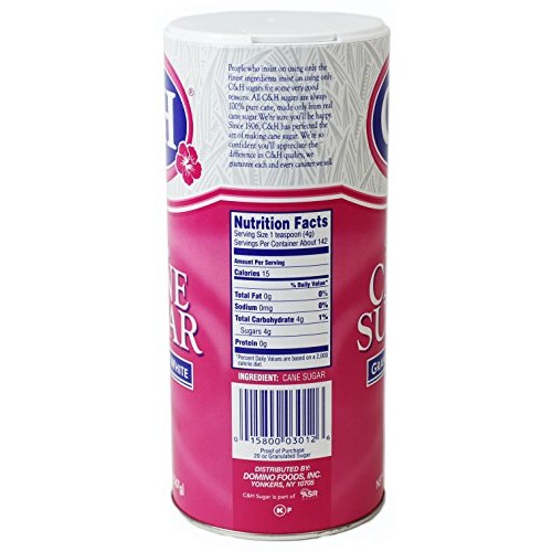 C&Amp;H Pure Cane Granulated Sugar, 20 Oz Easy Pour Reclosable Top C