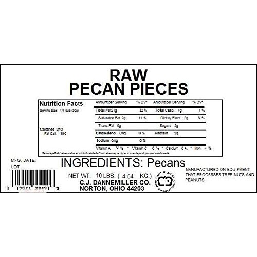 Pecans, Raw Pieces, 10 Lb. Bulk Case, Candy Making, Baking
