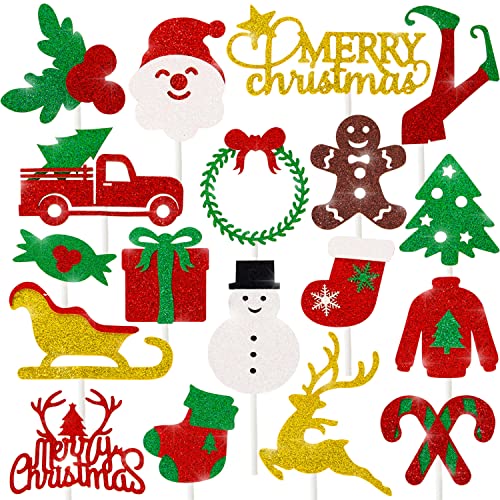48Pcs Christmas Cupcake Toppers Xmas Cake Cupcake Decoration Gli