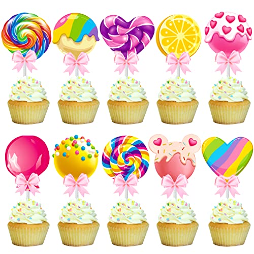 Candyland Cupcake Toppers 36Pcs Candyland Lollipop Party Decorat