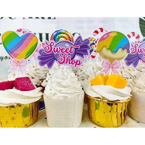 Candyland Cupcake Toppers 36Pcs Candyland Lollipop Party Decorat