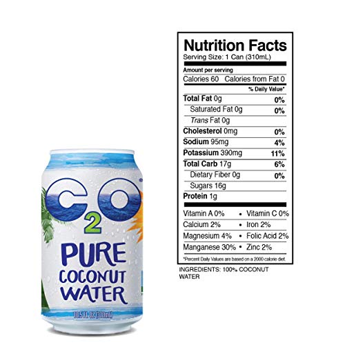 C2O Pure Coconut Water, 100% All Natural Electrolyte Drink - Hea
