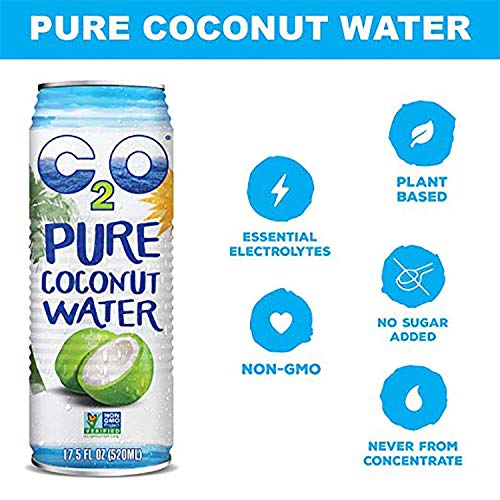 C2O Pure Coconut Water, 17.5 Fl Oz Pack Of 12