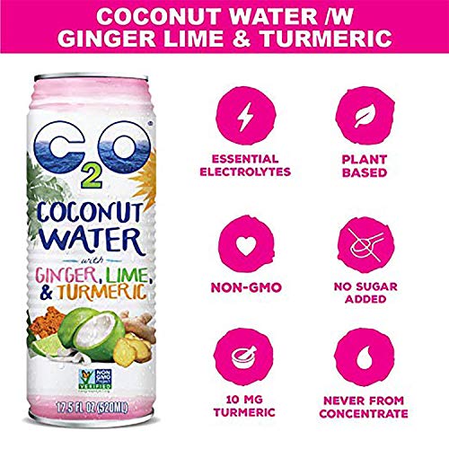 C2O Pure Coconut Water With Ginger, Lime And Turmeric. 100% All