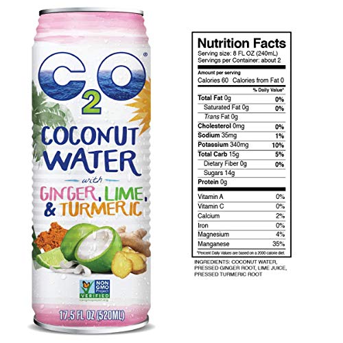 C2O Pure Coconut Water With Ginger, Lime And Turmeric. 100% All