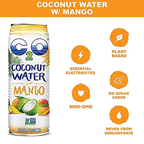 C2O Pure Coconut Water With Mango | Plant Based | Non-Gmo | No A
