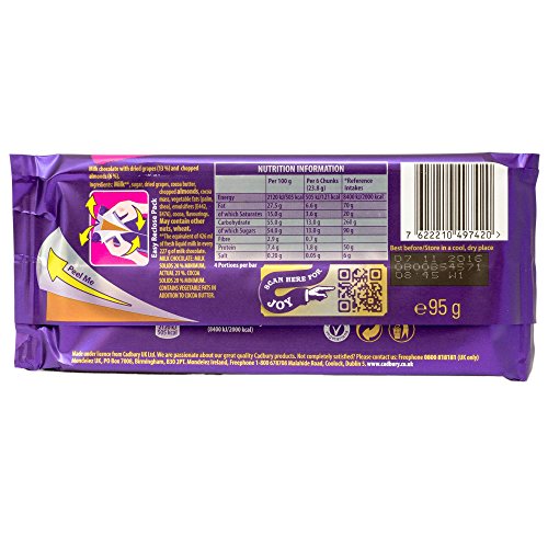 Cadbury Dairy Milk | Fruit &Amp; Nut Chopped |95G Bar | 8 Pack