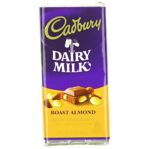 Cadbury Roast Almond Bar, Milk Chocolate With Roasted Almonds, 3