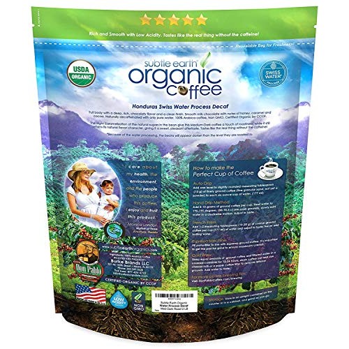 2Lb Subtle Earth Organic Decaf - Swiss Water Process Decaf - Med