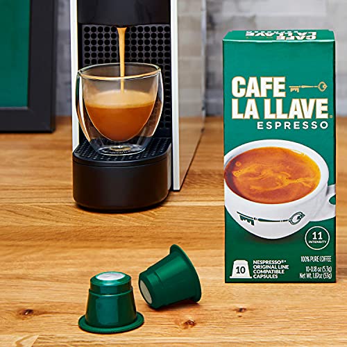 Café La Llave Espresso Capsules, Intensity 11-Recylable Coffee P