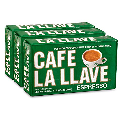 Café La Llave Espresso, 100% Pure Coffee, Dark Roast, 16-Ounce B