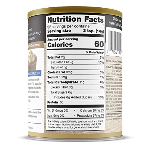 Caffe Dvita Mocha Cappuccino, 16-Ounce Canisters Pack Of 6