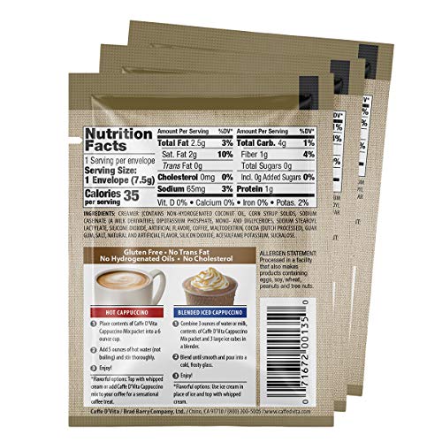 Caffe Dvita Sugar Free Mocha Cappuccino Envelopes - 24 Pack