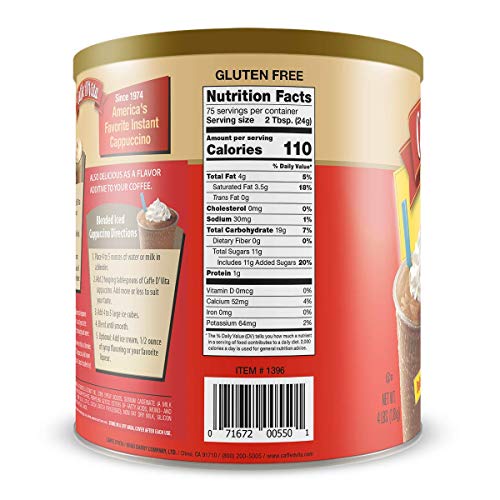 Caffe D’Vita Mocha Cappuccino 4 Lb Can 64 Oz