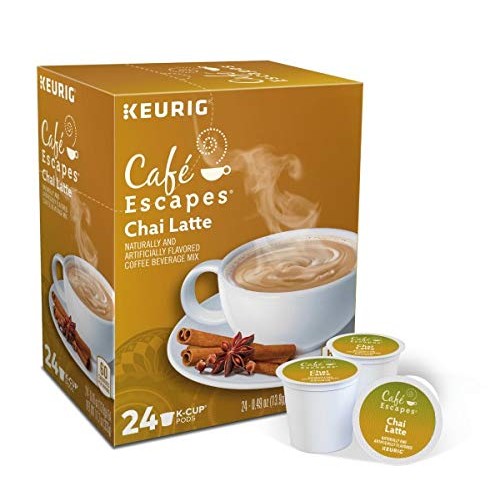 Cafe Escapes, Chai Latte Tea Beverage, Single-Serve Keurig K-Cup