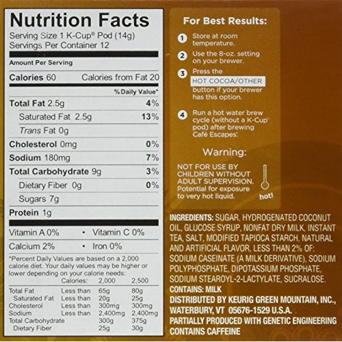 Café Escapes Chai Latte, Single-Serve Keurig K-Cup Pods, 72 Count