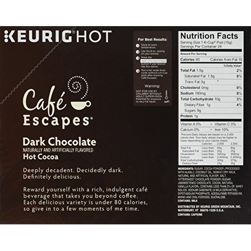 Café Escapes Hot Cocoa, Dark Chocolate, K-Cup Portion Pack For K
