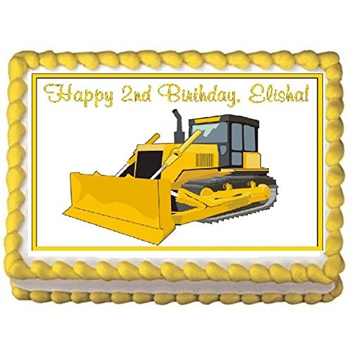 Bulldozer Edible Frosting Sheet Cake Topper - 1/4 Sheet