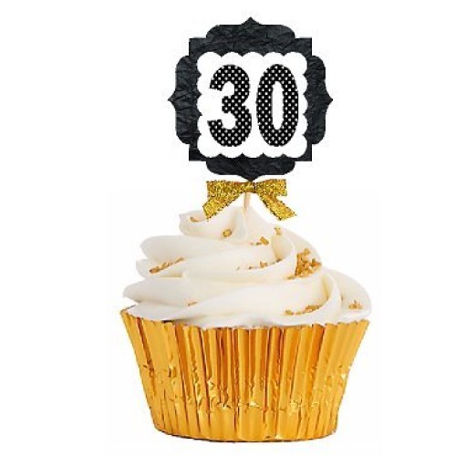 30Th Birthday Anniversary Gold Ribbon Novelty Cupcake Appetizer