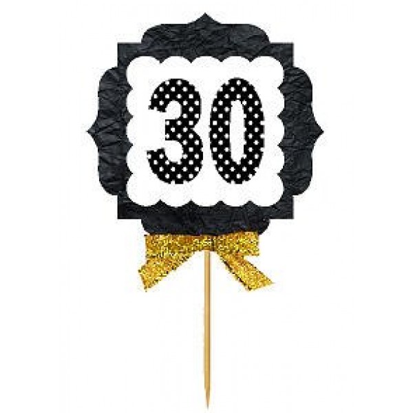 30th Birthday Anniversary Gold Ribbon Novelty Cupcake Appetizer ...