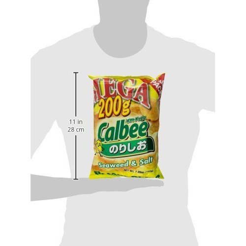 Calbee Mega Potato Chips - Seaweed And Salt Flavor, 7.05 Ounce