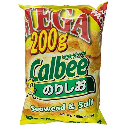 Calbee Mega Potato Chips - Seaweed And Salt Flavor, 7.05 Ounce