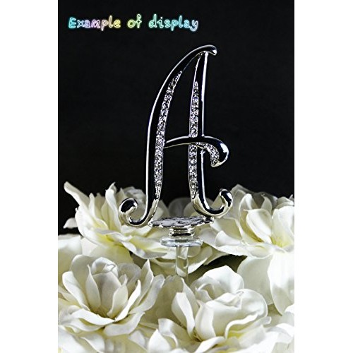 Silver Rhinestone Monogram Wedding Cake Topper Top Letter Initia