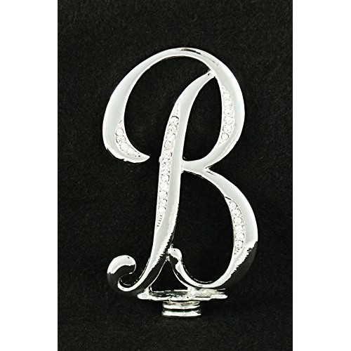 Silver Rhinestone Monogram Wedding Cake Topper Top Letter Initia