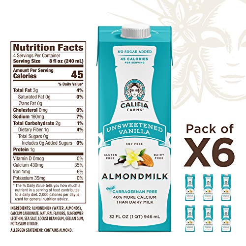 Califia Farms - Shelf Stable Almond Milk, Unsweetened Vanilla, 3