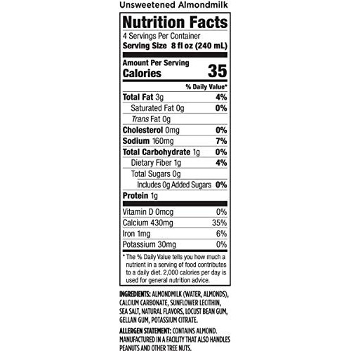 Califia Farms Shelf Stable Unsweetened Almondmilk, Dairy Free, W