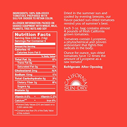 California Sun Dry Sun Dried Tomatoes, Julienne Cut, Ready To Ea